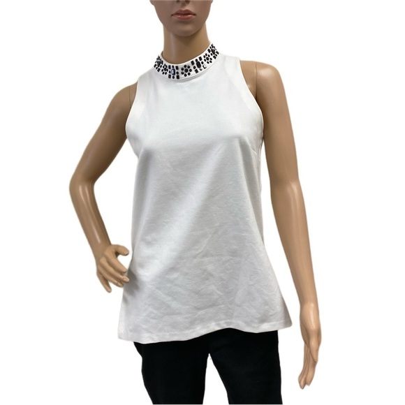 MICHAEL Kors White Top - Small - Embellished Neck - Picture 1 of 7
